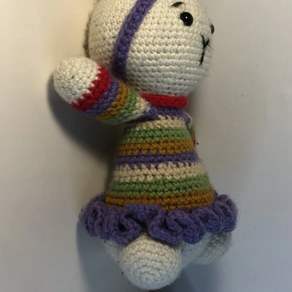 Vintage Handmade Crochet Bunny Plush W/Clothes Rabbit Easter - Picture 4 of 4